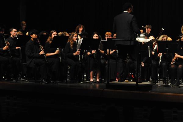 Students performing at the 2023-2024 All County Band Concert